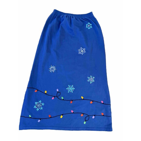 Vtg MICHAEL SIMON Lite Blue Christmas Snowflakes Lights Cardigan & Skirt MEDIUM - Picture 6 of 10